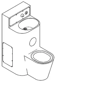 Aquarotter Sanitärkombination, HEAVY DUTY, Edst., W.Mont., SPK, elektr., WC mittig – Bild 2