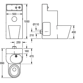 Aquarotter Sanitärkombination, HEAVY DUTY, Edst., W.Mont., SPK, elektr., WC mittig – Bild 3