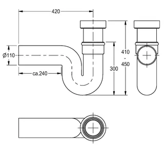 Aquarotter Siphon, CAMPUS, Kunststoff, Abgang waagerecht, DN100 – Bild 3