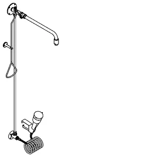 Aquarotter Notduschkombination, Zugstange, Augendusche, grün, Wasser aus Wand – Bild 2