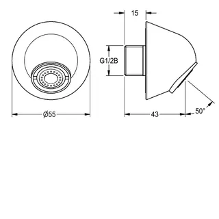 Aquarotter Wandauslauf, DN15, diebst. Luftspr., Ausladung 28 mm, 50 Gr – Bild 3