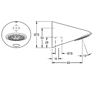 Aquarotter Duschkopf, AQUAJET-Slimline, DN15, Aufputzrohrmontage – Bild 3