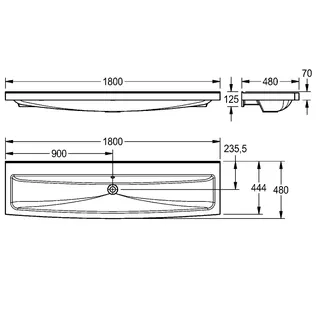 Aquarotter Waschrinne, SOLX, MIRANIT, 1800x170x480 mm – Bild 3