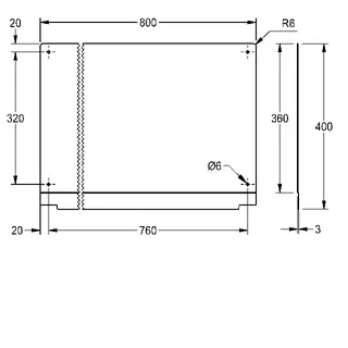Aquarotter Rückwand, PLANOX, Edelstahl, 800x400x3 mm – Bild 3