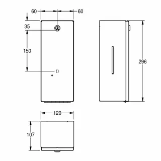 Aquarotter Seifenspender, RODAN, elek., Edst., 120x296x107mm, Aufputz, Batterien – Bild 3