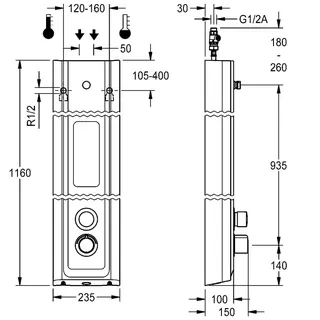 Aquarotter Duschpaneel, F5, hydr., MIRANIT, Therm., f. DUKO, Ablage, Hyg-Einheit – Bild 3