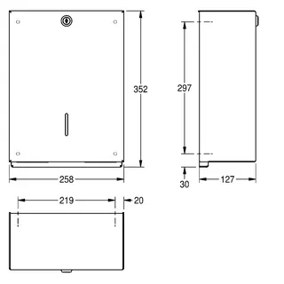 Aquarotter Papierhandtuchspender, HEAVY DUTY, Edelstahl, 258x352x127 mm, Aufputz – Bild 3