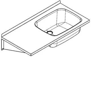 Aquarotter Mehrzweckbecken, SIRIUS, Edelstahl, 1000x230x500 mm, Ablagefläche links – Bild 2