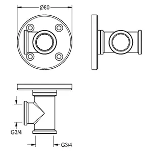 Aquarotter Wandanschlussstück, f. Wandarm DN20, grün, G3/4xG3/4 – Bild 3