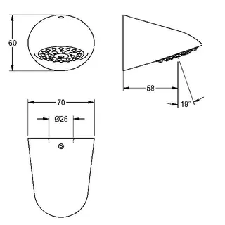 Aquarotter Duschkopf, AQUAJET-Slimline, für Stutzen 26 mm, Strahlboden – Bild 3