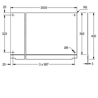 Aquarotter Rückwand, PLANOX, Edelstahl, 3000x400x3 mm – Bild 3