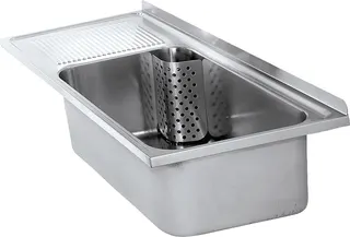 Aquarotter Mehrzweckbecken, SIRIUS, Edelstahl, 1100x357x550 mm, Tropfteil links