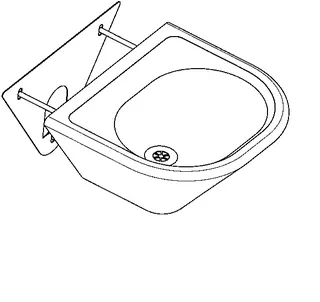 Aquarotter Einzelwaschtisch, HEAVY DUTY, Edst., 450x280x400 mm, Hinterwandmontage – Bild 2