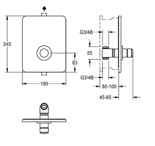 Aquarotter Durchgangsventil, F3, hydraulisch, o. Mischung, Unterputz, Fertigbauset – Bild 3