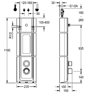 Aquarotter Duschpaneel, F5, hydr., MIRANIT, Thermostat, f. Duschkopf, Ablage – Bild 3