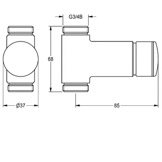 Aquarotter Durchgangsventil, F3, hydraulisch, o. Mischung, Aufputz, 2xG3/4B – Bild 3