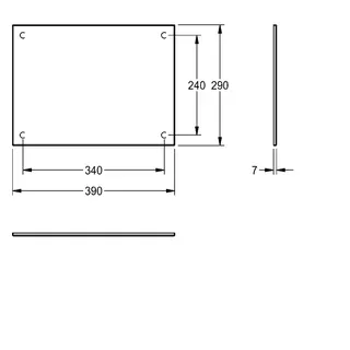 Aquarotter Spiegel, HEAVY DUTY, Edelstahl, 390x290x7 mm, verdeckte Befestigung – Bild 3