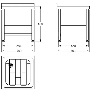 Aquarotter Standausguss, SIRIUS, Edelstahl, 650x650x598 mm, Klapprost, geschraubt – Bild 3