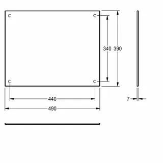 Aquarotter Spiegel, HEAVY DUTY, Edelstahl, 490x390x7 mm, verdeckte Befestigung – Bild 3