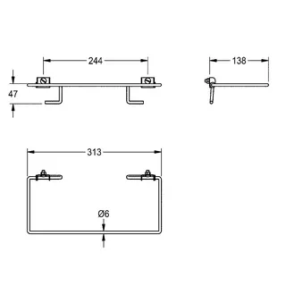 Aquarotter Sackhalterung, RODAN, Edelstahl, 313x61x138 mm, zum Anschrauben, klappbar – Bild 3
