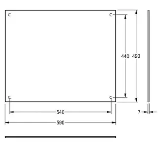 Aquarotter Spiegel, HEAVY DUTY, Edelstahl, 590x490x7 mm, verdeckte Befestigung – Bild 3