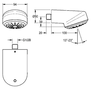 Aquarotter Duschkopf, AQUAJET-Comfort, DN15, Strahlboden winkelv., Wandanschluss, 9l – Bild 3