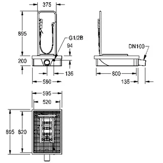 Aquarotter Stiefelreinigungsanlage, SIRIUS, 600x205x900 mm, Ablaufstutzen horizontal – Bild 3