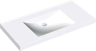 Aquarotter Einzelwaschtisch, QUADRO, MIRANIT, 1000x125x530 mm, Mulde re-eckig, Hl.