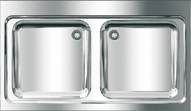 Aquarotter Gewerbespüle, MAXIMA, Edelstahl, 2 Becken, 1200x432x700 mm