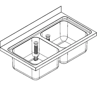 Aquarotter Gewerbespüle, MAXIMA, Edelstahl, 2 Becken, 1200x432x700 mm – Bild 2