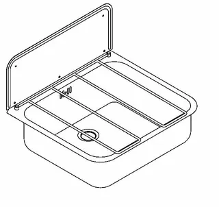 Aquarotter Ausgussbecken, SIRIUS, Edelstahl, 460x320x405 mm, Klapprost und Spritzwand – Bild 2