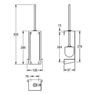 Aquarotter WC-Bürstenhalter, EXOS, Edelstahl, AP, 138x298x97 mm, schwarzer Bürstenkopf – Bild 3
