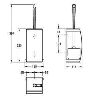 Aquarotter WC-Bürstengarnitur, STRATOS, Edst., 110x230x111 mm, Aufputz – Bild 3
