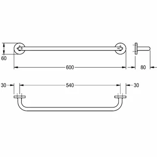 Aquarotter Einzelhandtuchstange, FIRMUS, Edelstahl, 600x60x80 mm, AP, hgl – Bild 3