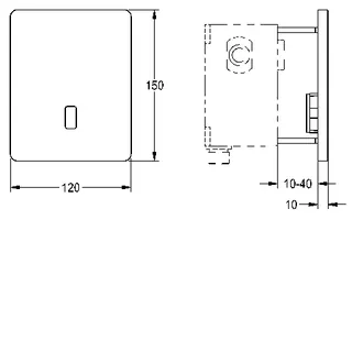 Aquarotter Urinalspülarmatur, F5, elek., DN15, UP, Fertigbauset, für Batterie/Netzteil – Bild 3