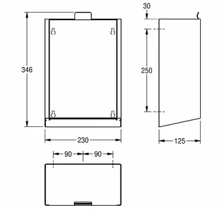 Aquarotter Hygieneabfallbehälter, EXOS, Edst., 230x346x125 mm, Aufputz, ca. 3,7l – Bild 3