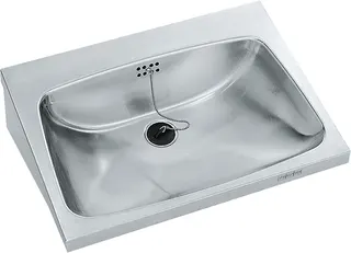 Aquarotter Einzelwaschtisch, ANIMA, Edelstahl, 600x200x440 mm, m. Überl., m. Hahnl.