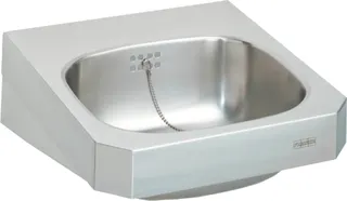 Aquarotter Einzelwaschtisch, ANIMA, Edelstahl, 400x150x452 mm, m. Überl., m. Hahnl.