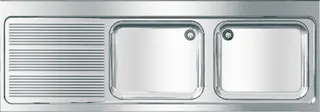 Aquarotter Gewerbespüle, MAXIMA, Edelstahl, 2 Becken, 2000x432x700 mm, Tropfteil links