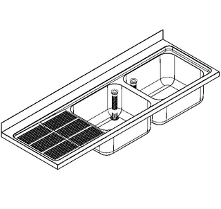 Aquarotter Gewerbespüle, MAXIMA, Edelstahl, 2 Becken, 2000x432x700 mm, Tropfteil links – Bild 2