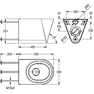 Aquarotter T-WC, HEAVY DUTY, Edst., Hw.-Mont., 360x350x500 mm, ohne Sitz – Bild 3