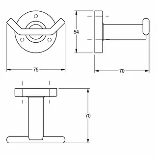 Aquarotter Bademantelhaken, MEDIUS, Edelstahl, 75x54x70 mm, AP, hgl, doppelt – Bild 3
