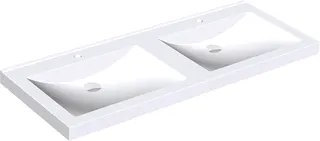 Aquarotter Doppelwaschtisch, QUADRO, MIRANIT, 1400x125x530 mm, Mulden re-eckig, Hl.