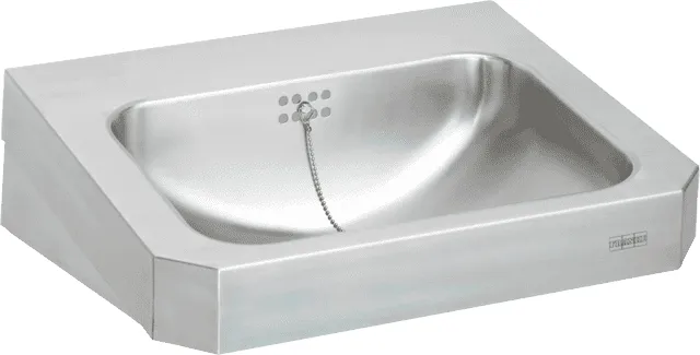 Aquarotter Einzelwaschtisch, ANIMA, Edelstahl, 500x150x446 mm, m. Überl., m. Hahnl.