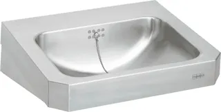 Aquarotter Einzelwaschtisch, ANIMA, Edelstahl, 500x150x446 mm, m. Überl., m. Hahnl.