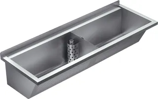 Aquarotter Waschtrog, SIRIUS, Edelstahl, 2 Becken, 1420x346x500 mm, Abläufe mi.