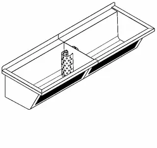 Aquarotter Waschtrog, SIRIUS, Edelstahl, 2 Becken, 1420x346x500 mm, Abläufe mi. – Bild 2