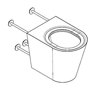 Aquarotter T-WC, HEAVY DUTY, Edst., Hw.-Mont., 360x400x500 mm, ohne Sitz, S. bodenlang – Bild 2