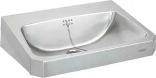 Aquarotter Einzelwaschtisch, ANIMA, Edelstahl, 600x150x480 mm, m. Überl., m. Hahnl.