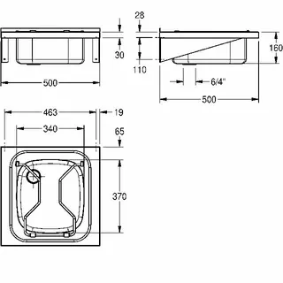 Aquarotter Ausgussbecken, SIRIUS, Edelstahl, 500x180x500 mm, Klapprost – Bild 3